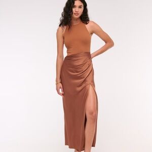 Chic Satin Maxi Skirt in Rich Orange